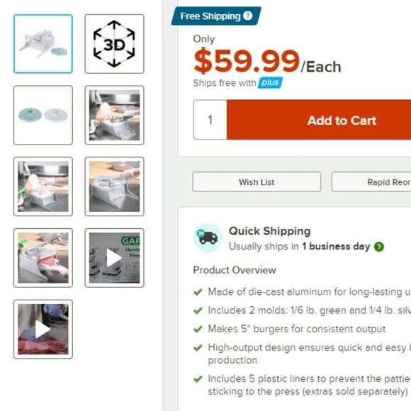 Garde 1/4 lb. and 1/6 lb. Hamburger Patty Molding Press - Picture 6 of 6